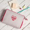 Personalised Grey Striped Heart Toiletry Bag