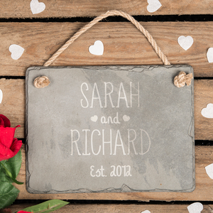 Personalised Hanging Green Slate Sign