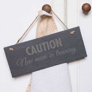 Personalised Hanging Slate Sign - CAUTION