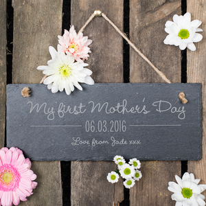 Personalised Hanging Slate Sign - My First Mother