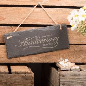 Personalised Hanging Slate Sign - Our First Anniversary