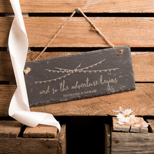 Personalised Hanging Slate Sign - The Adventure Begins