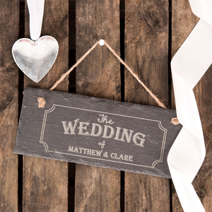 Personalised Hanging Slate Sign - Wedding Of