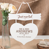 Personalised Hanging White Wooden Door Sign - Just Married
