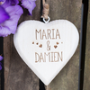 Personalised Hanging White Wooden Heart
