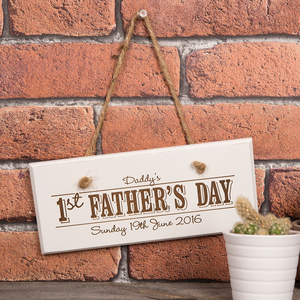 Personalised Hanging White Wooden Sign - Daddy