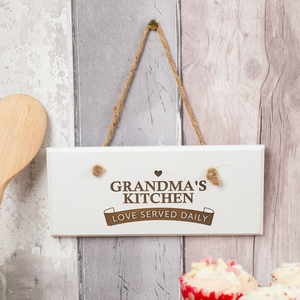 Personalised Hanging White Wooden Sign - Love Served Daily