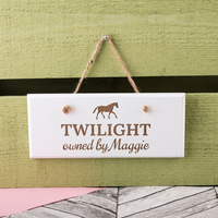 Personalised Hanging White Wooden Sign - Owned By