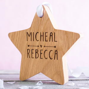 Personalised Hanging Wooden Star - Cupid