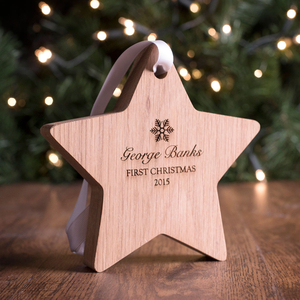 Personalised Hanging Wooden Star - Snowflake