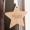 Personalised Hanging Wooden Star With White Ribbon - I Love Grandad