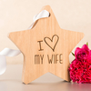 Personalised Hanging Wooden Star With White Ribbon - Love,  Any Name