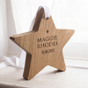 Personalised Hanging Wooden Star With White Ribbon