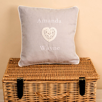 Personalised Heart Dove Cushion - Couples
