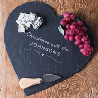 Personalised Heart-Shaped Slate Cheeseboard - Christmas With The...