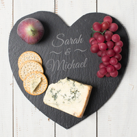 Personalised Heart-Shaped Slate Cheeseboard - Couple