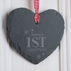 Personalised Heart Shaped Slate Hanging Keepsake - 1st Christmas