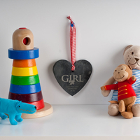Personalised Heart-Shaped Slate Hanging Keepsake - Baby Girl