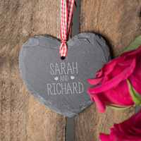 Personalised Heart-Shaped Slate Hanging Keepsake - Couple
