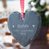 Personalised Heart-Shaped Slate Hanging Keepsake - First Christmas