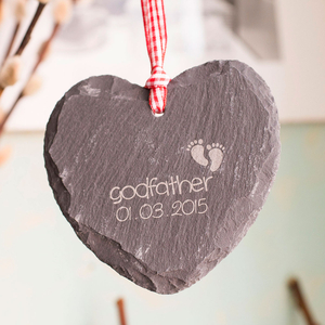 Personalised Heart-Shaped Slate Hanging Keepsake - Godfather