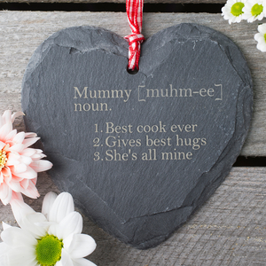 Personalised Heart-Shaped Slate Hanging Keepsake - Mummy Meaning