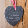 Personalised Heart-Shaped Slate Hanging Keepsake - Our First Christmas As Mr & Mrs
