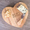 Personalised Heart Shaped Wooden Cheese Board Set - Mum