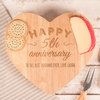 Personalised Heart-Shaped Wooden Cheeseboard Set - Happy 5th Anniversary