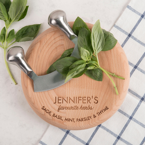 Personalised Herb Board With Cutter - Favourite Herbs