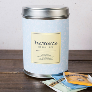 Personalised Herbal Tea Tin - Blue Floral