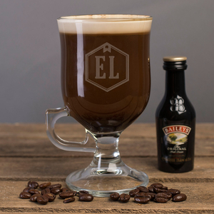 Personalised Irish Coffee Glass With Baileys Miniature - Initials