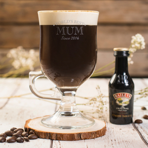 Personalised Irish Coffee Glass With Baileys Miniature - The World