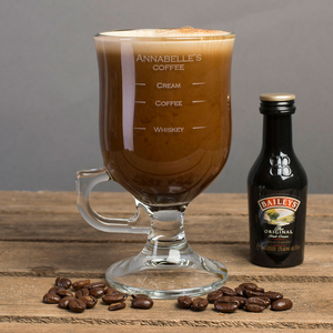 Personalised Irish Coffee Glass With Baileys Miniature - Whiskey Measure