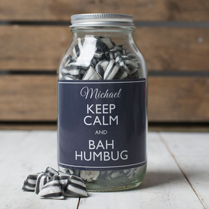 Personalised Jar Of Humbug Sweets - Keep Calm
