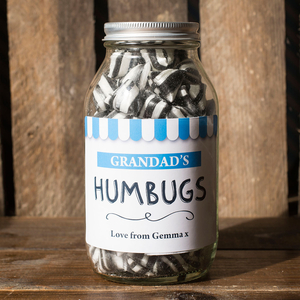 Personalised Jar Of Humbug Sweets - Sweet Shop