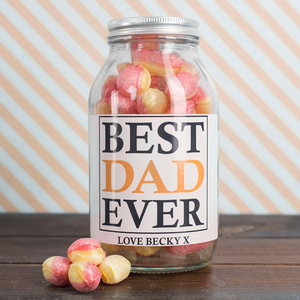 Personalised Jar Of Rhubarb & Custard Sweets - Best Dad Ever