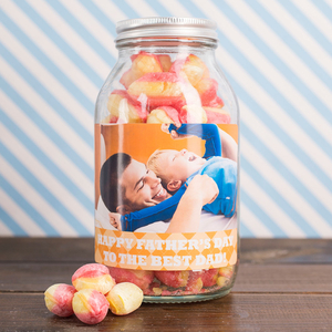 Personalised Jar Of Rhubarb & Custard Sweets - Best Dad Photo Upload