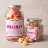 Personalised Jar Of Rhubarb & Custard Sweets - Grandma
