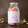 Personalised Jar Of Rhubarb & Custard Sweets - Happy 40th