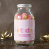 Personalised Jar Of Rhubarb & Custard Sweets - Happy Birthday