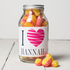 Personalised Jar Of Rhubarb & Custard Sweets - I Heart
