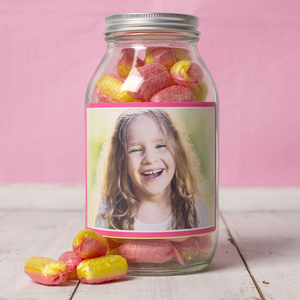 Personalised Jar Of Rhubarb & Custard Sweets - Photo