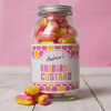 Personalised Jar Of Rhubarb & Custard Sweets - Spots