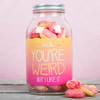 Personalised Jar Of Rhubarb & Custard Sweets - You