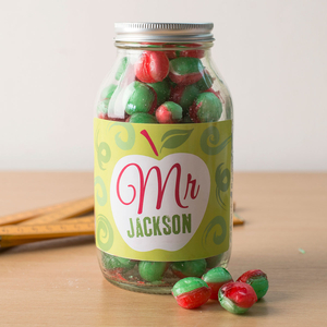Personalised Jar Of Rosy Apple Sweets - Apple Swirls