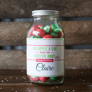Personalised Jar Of Rosy Apple Sweets - Birthday Apple