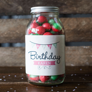 Personalised Jar Of Rosy Apple Sweets - Birthday Bunting