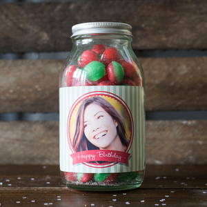 Personalised Jar Of Rosy Apple Sweets - Birthday Photo Upload
