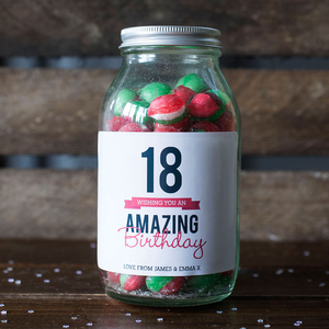 Personalised Jar Of Rosy Apple Sweets - Happy 18th